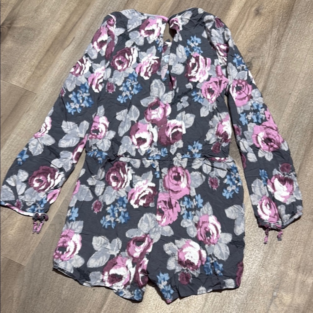 Girls The Children's Place Floral One Piece - Gray, Pink, Blue - Picture 4 of 4